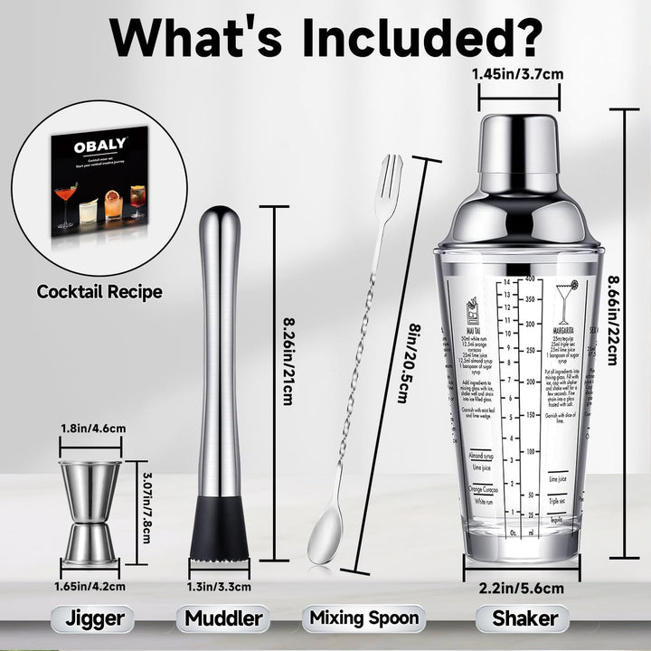 Glas Cocktail Shaker Edelstahl auslaufsicherer Deckel Boston Shaker Martini Shaker Anfänger Barkeepe
