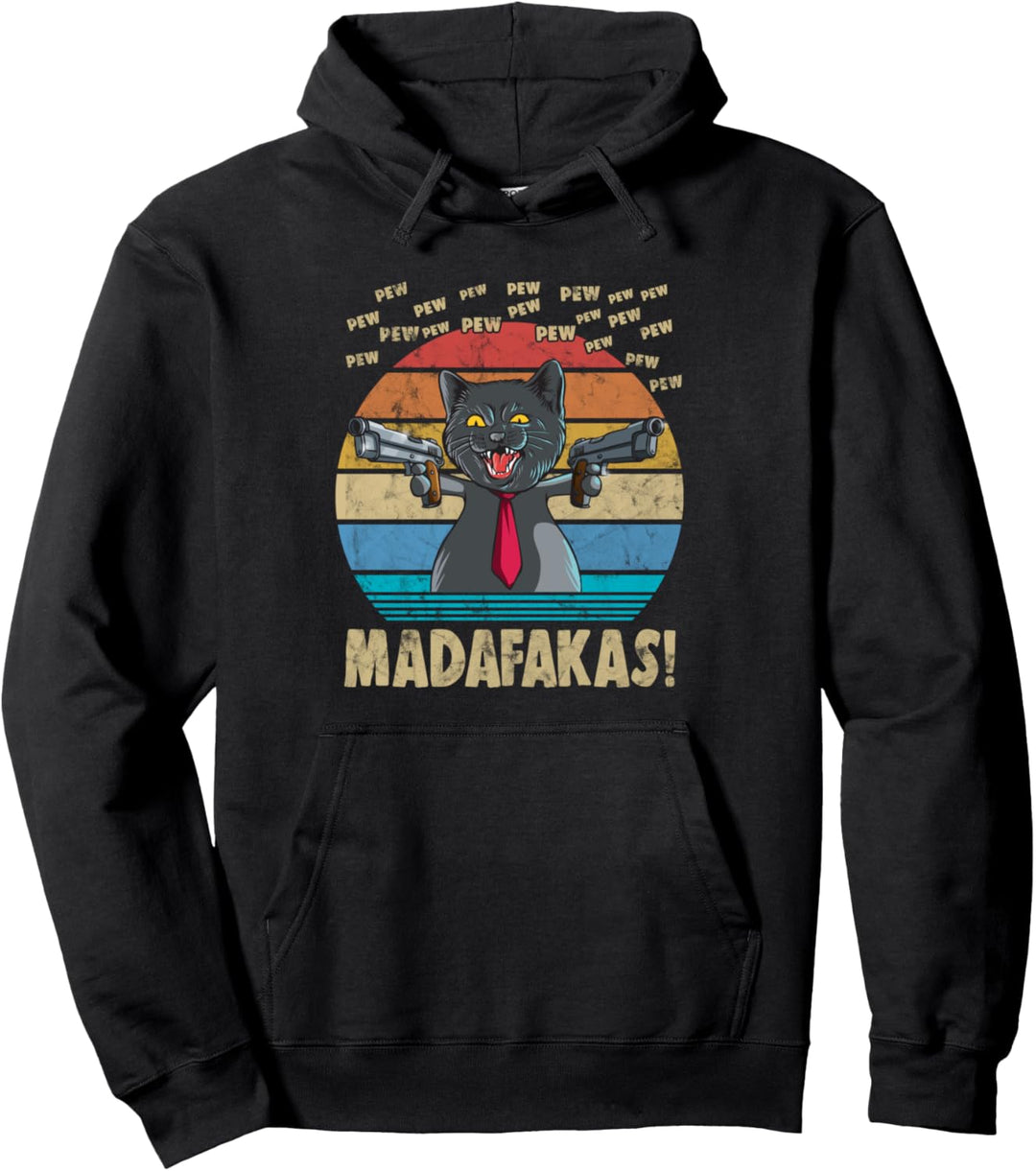 Katze Retro Vintage pewPewPew Madafakas Lustige Katze Pew Pullover Hoodie