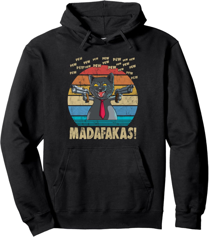 Katze Retro Vintage pewPewPew Madafakas Lustige Katze Pew Pullover Hoodie