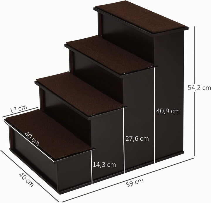 PawHut Haustiertreppe 4-stufige Hundetreppe Katzentreppe Einstiegshilfe mit Rutschfester Matte Haust