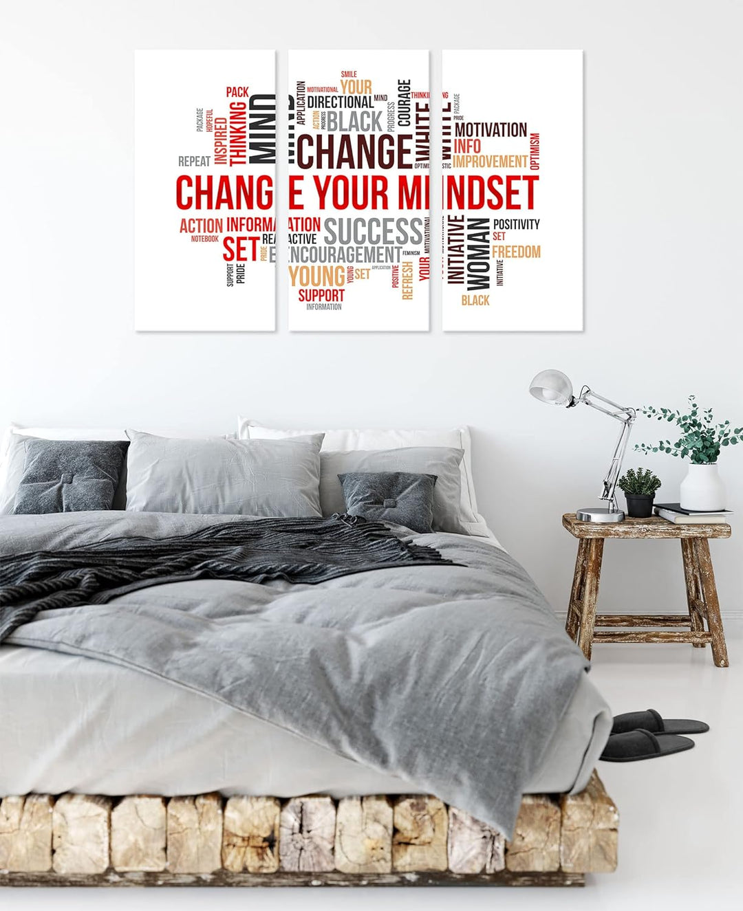 Mindset Motivatonals Leinwandbild 3 teilig | Grösse: 120x80 cm | Wandbild | Kunstdruck | fertig besp