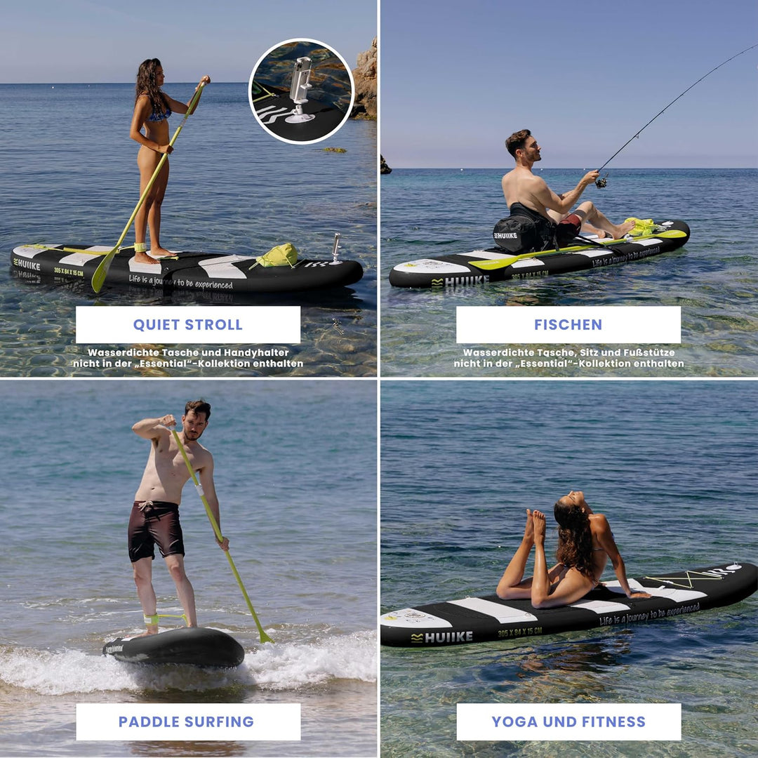 HUIIKE Stand Up Paddling Board mit Zubehör, Paddel, Finnen, Pumpe. Paddle Sup Board Aufblasbar Hohe