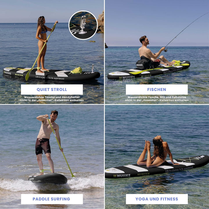 HUIIKE Stand Up Paddling Board mit Zubehör, Paddel, Finnen, Pumpe. Paddle Sup Board Aufblasbar Hohe
