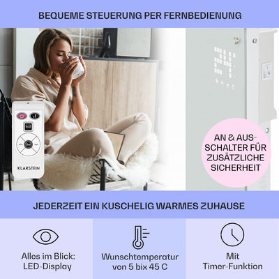 Klarstein Elektroheizung, Konvektor-Heizung mit Bodenrollen, Mobile Elektroheizung Energiesparend, S