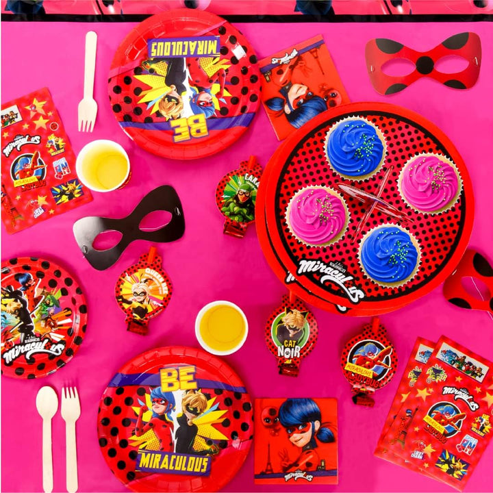 Miraculous Ladybug Feier-Set - Geburtstags-Kit für Kleinkinder - Über 100 Teile - Cat Noir - Partyar
