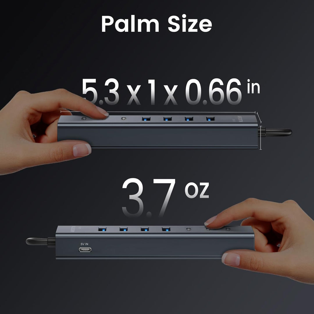 USB C auf USB Adapter, Aluminium USB C Hub 5Gbps Mit 4 USB-A & 3 USB-C Port, USB C Verteiler Mehrfac