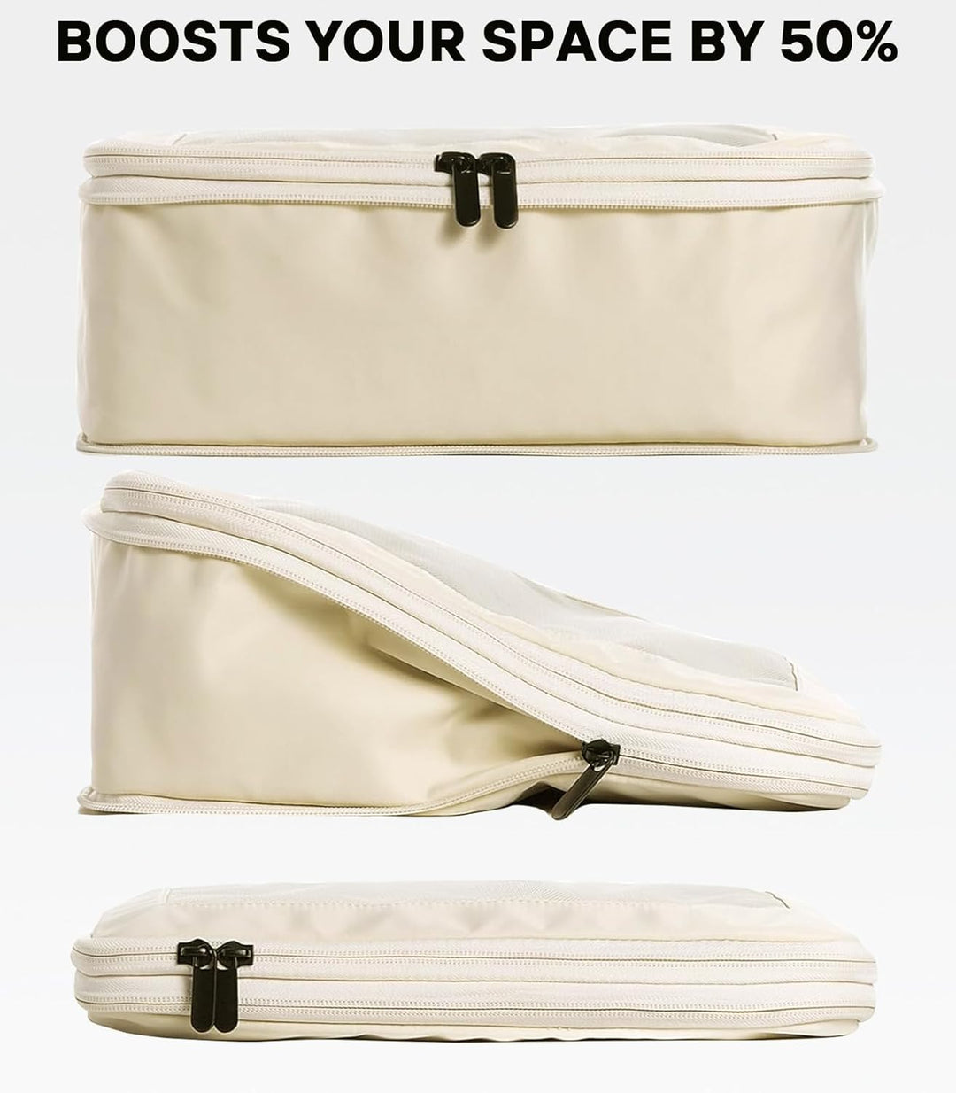 MURISE 6er Set Compression Packing Cubes, Koffer Organizer Packtaschen, Beige