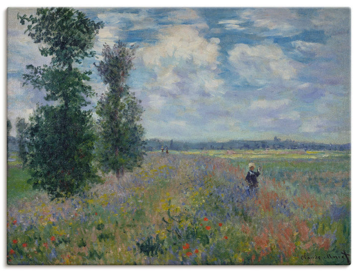 ARTland Leinwandbilder Wandbild Bild auf Leinwand 80x60 cm Wanddeko Landschaften Bäume Wiese Blumen