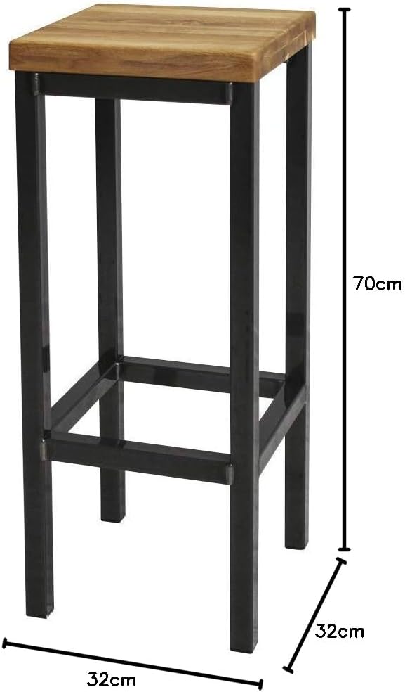 1 Original-BestLoft® Barhocker New York Handmade Industriedesign Loft Stahl Holz Eiche massiv (Hell