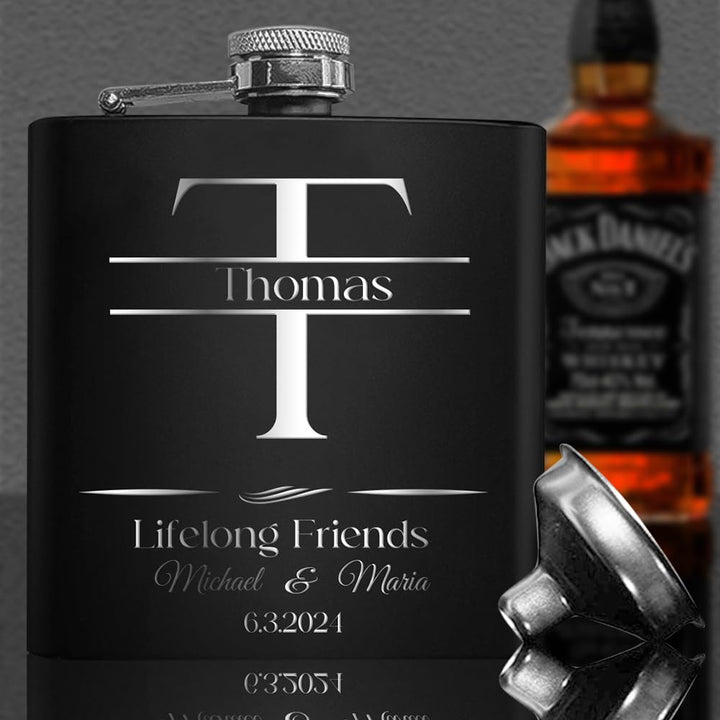Personalisierte Flasche für Männer, graviert, 170 ml, 304 Edelstahl, individuelle Flasche für Hochze