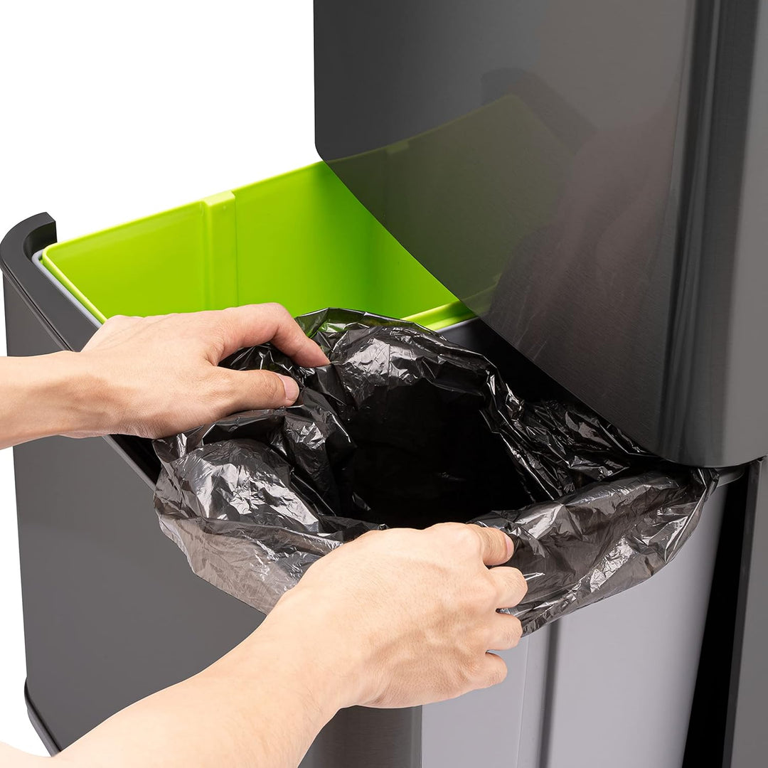 Ribelli Edelstahl - Mülltrennsysteme mit 3+1 Fächer - Mülleimer mit Sensor - 72 Liter (2x12 + 1x48 L