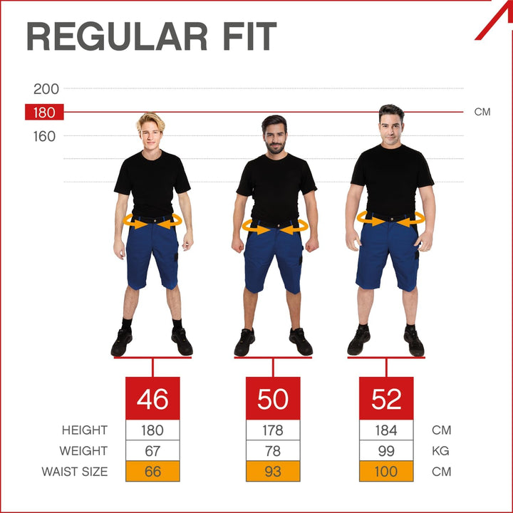 ACE Handyman Herren-Arbeitshose kurz - Männer-Arbeitshosen mit Stretch-Bund aus 35% Baumwolle leicht