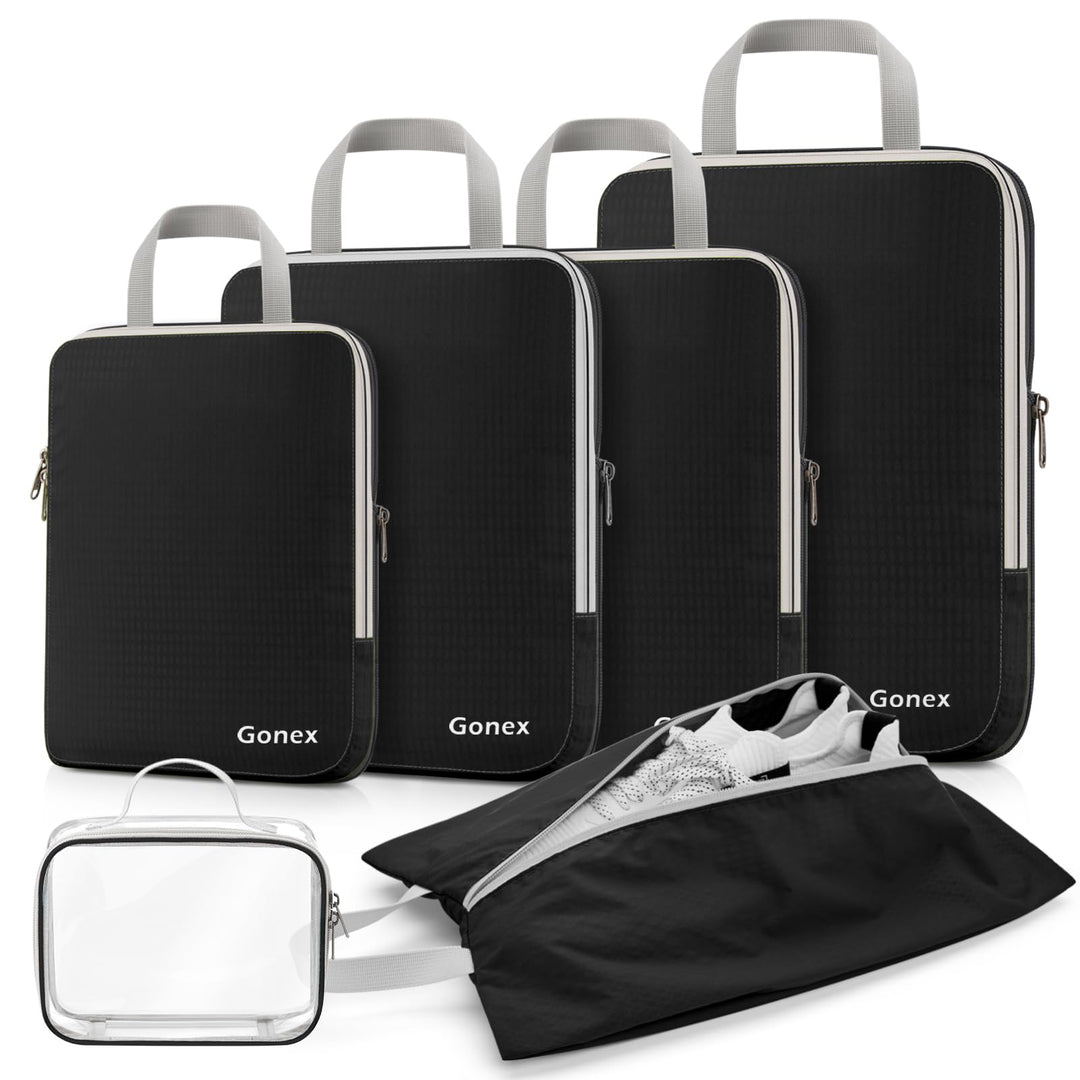 Gonex Compression Packing Cubes 6er Set, Gonex Kleidertaschen 6-teilig Verpackungswürfel, Kleidertas