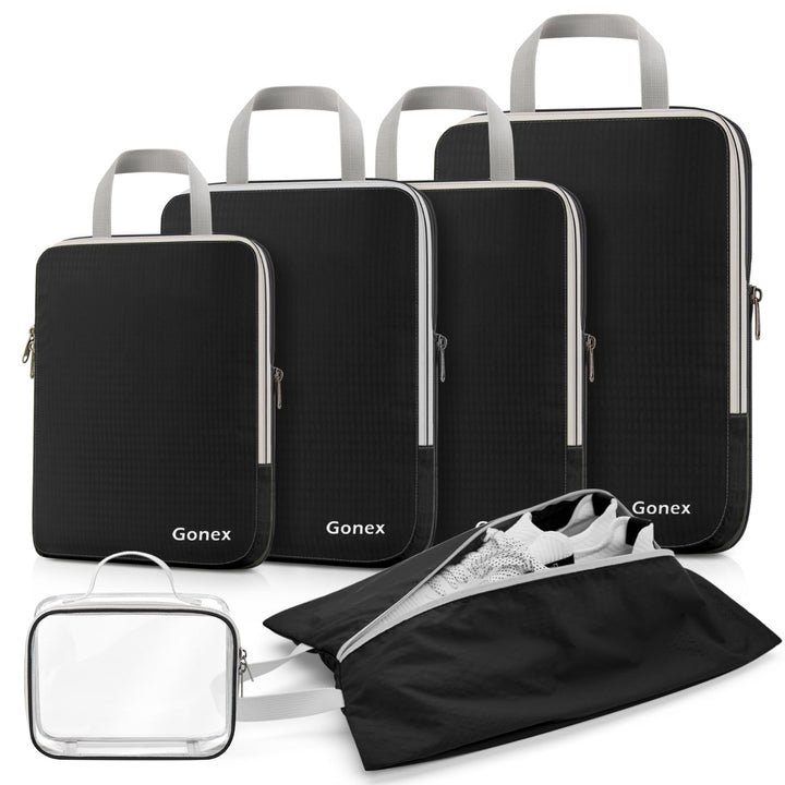 Gonex Compression Packing Cubes 6er Set, Gonex Kleidertaschen 6-teilig Verpackungswürfel, Kleidertas