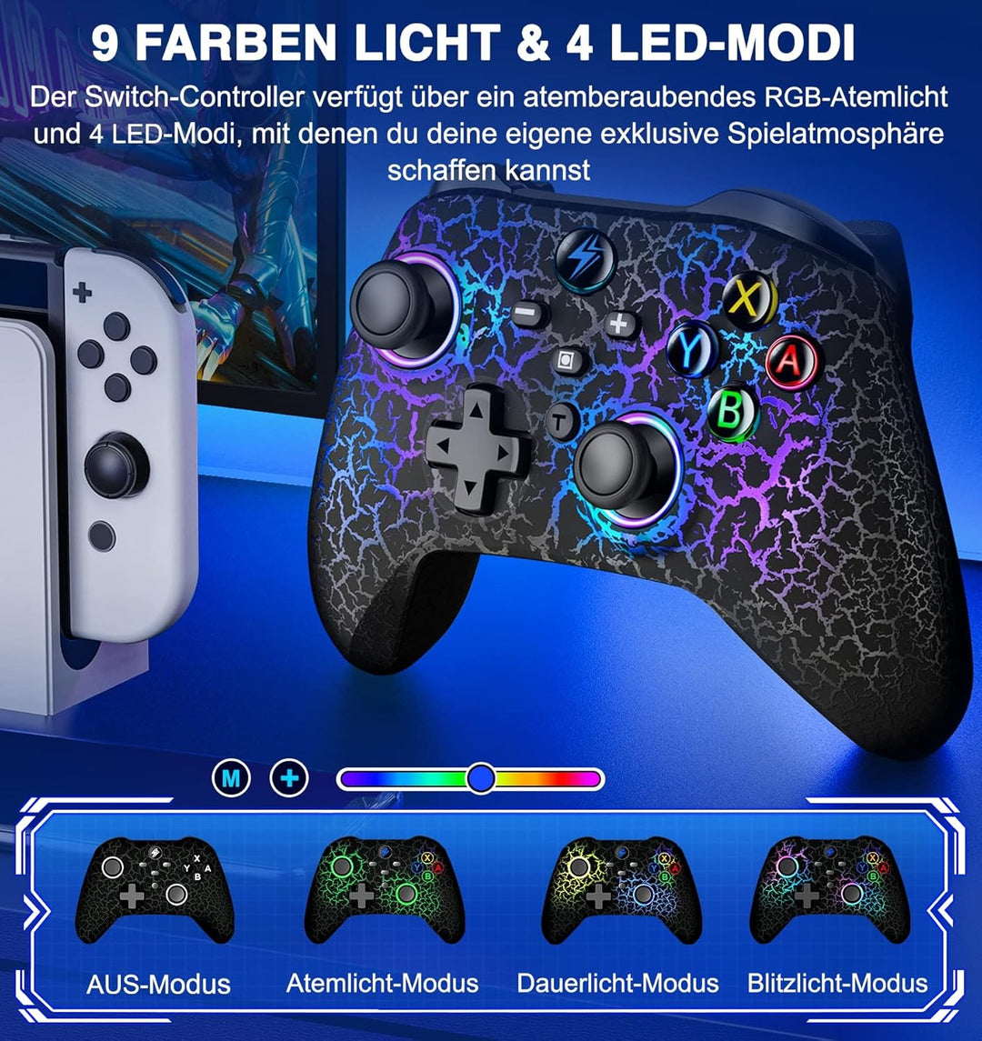 Switch Controller für Nintendo, Switch Controller mit 2 Back Button Macro Programmierbar/Rissiges De