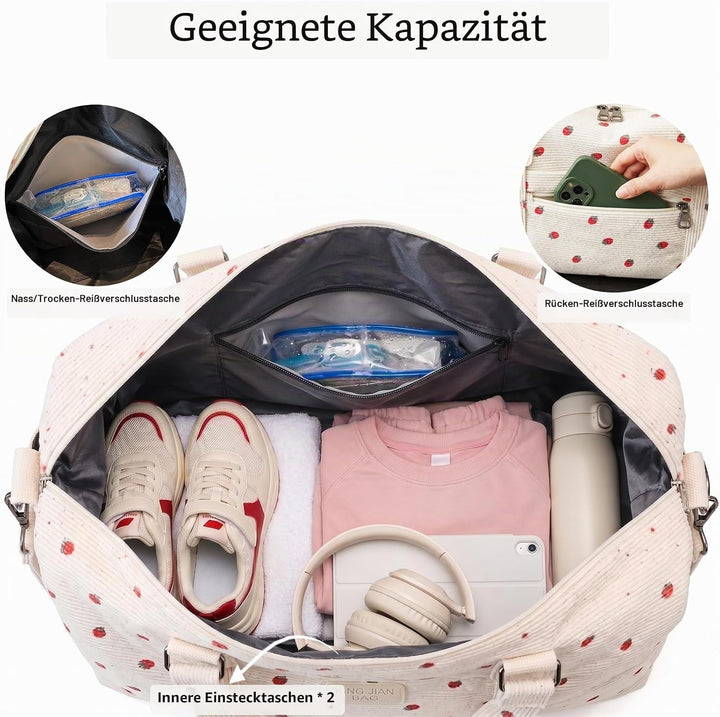 Sporttasche Mädchen Reisetasche Damen Schwimmtasche Cord Sporttasche Kinder Fitness Tasche Weekender