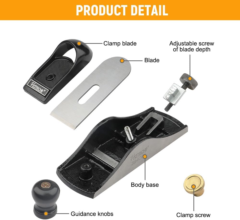 Hoteche Einhandhobel -175mm Körperlänge, 41mm Klingenbreite (Boden- und Seitenpräzisionsbearbeitung,