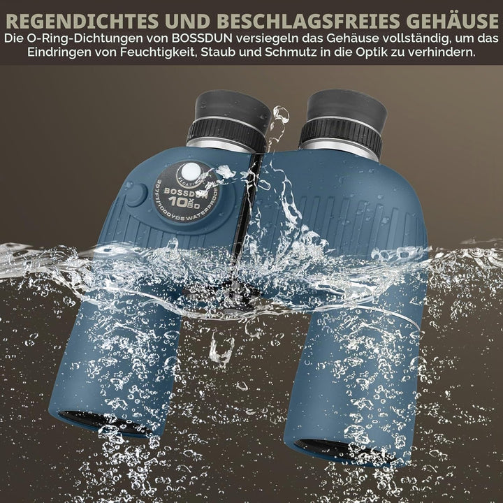 10x50 Marine Fernglas,Fernglas mit Nachtsicht Entfernungsmesser und Kompass, für Wassersport-Enthusi