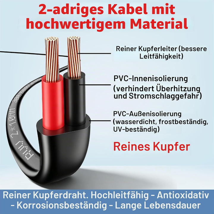 2 × 1,0 mm² Zweiadriges Doppelkabel 2 Core Automotive -Kabel 2 Leiter Kupfer -Elektrodraht 12 V 24 V