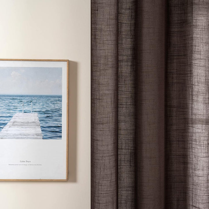 MIULEE 2er Set Voile Vorhang Sheer Leinenvorhang mit Ösen Transparente Leinen Optik Gardine Ösenscha