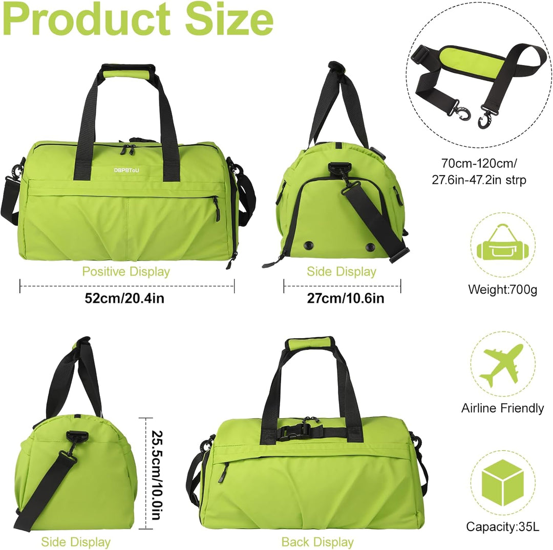 Sporttasche Damen Herren Hartes Material, Reisetasche mit Schuhfach Zwei Belüftungslöchern und Nassf