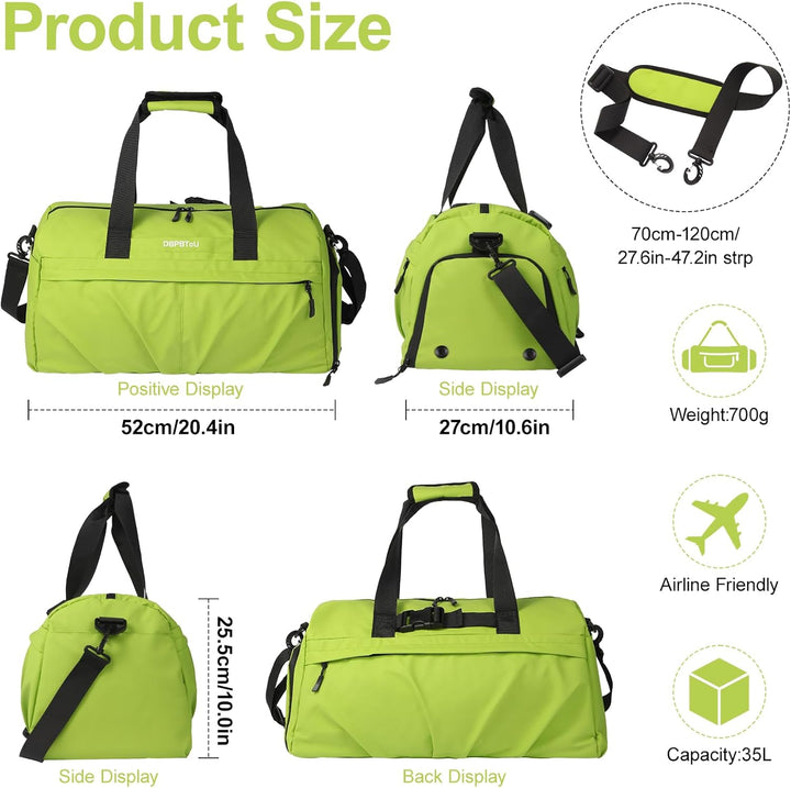 Sporttasche Damen Herren Hartes Material, Reisetasche mit Schuhfach Zwei Belüftungslöchern und Nassf