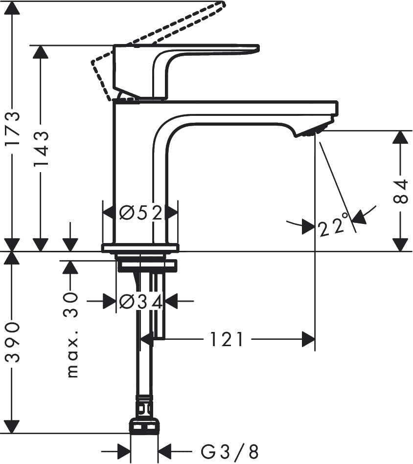 hansgrohe Standventil Rebris S, Wasserhah Bad für Kaltwasser mit Auslauf Höhe 80 mm, Badarmatur wass