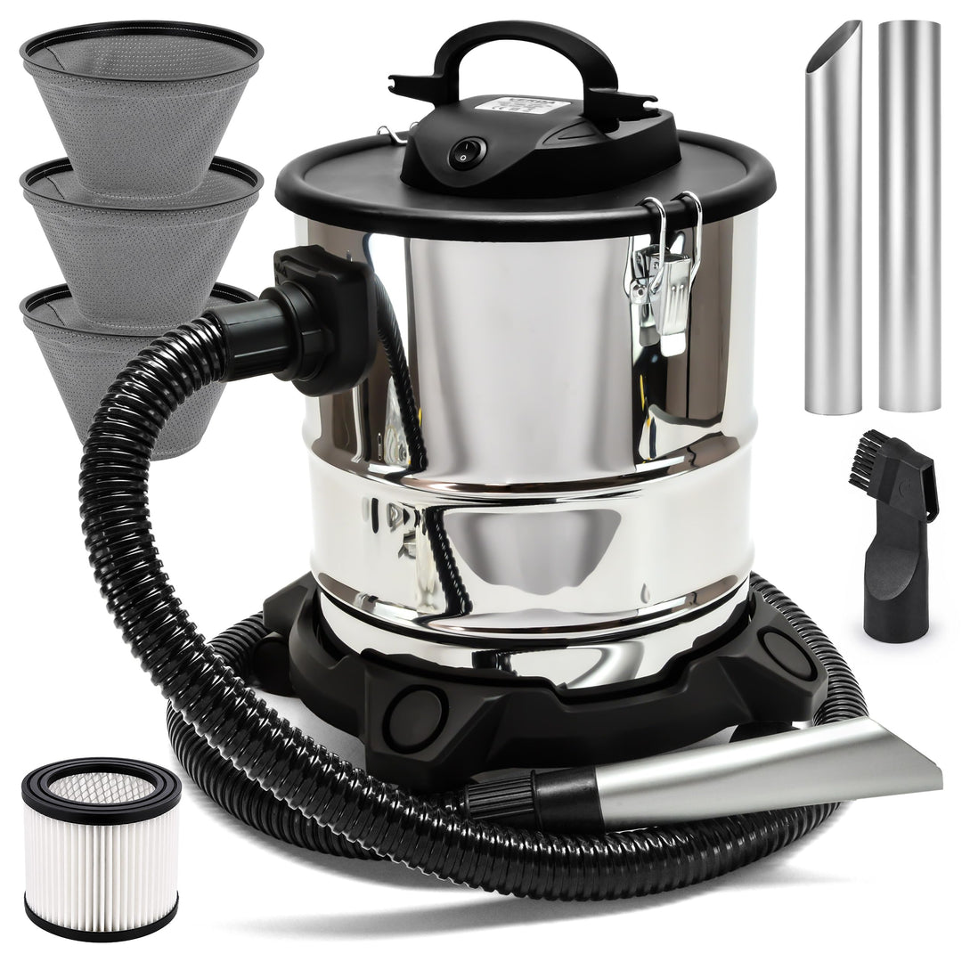 Aschesauger 20L Kaminsauger 1650W + Blasfunktion + DUAL Filter System + 4 Rollen SN121