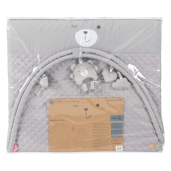roba Baby Krabbeldecke mit Spielbogen roba Style - 5 Spielelemente - Hasen Motiv - Activity Spieldec
