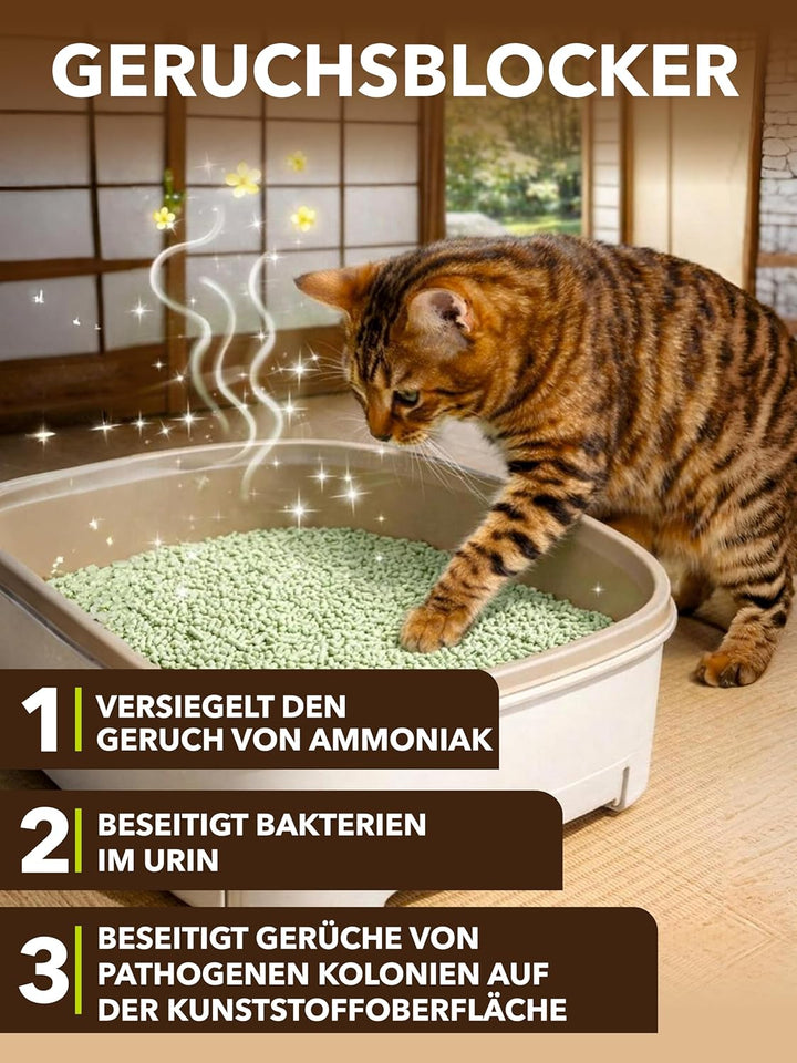 Tofu Katzenstreu aus Grünen Erbsen | Spülbar & Klumpend | Antibakteriell | Geruchskontrolle & katzen