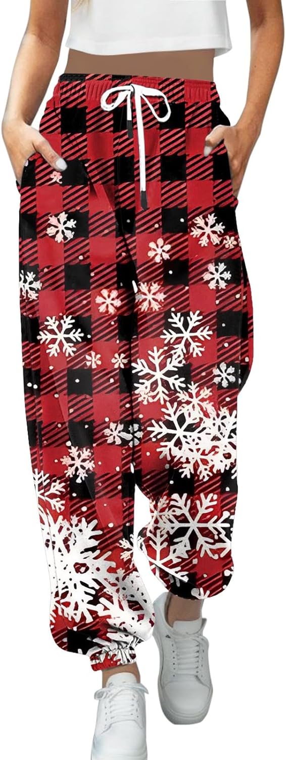 Weihnachten Jogginghose Damen, Damen Jogginghose Lang Sporthose High Waist Weihnachts Drucken Traini
