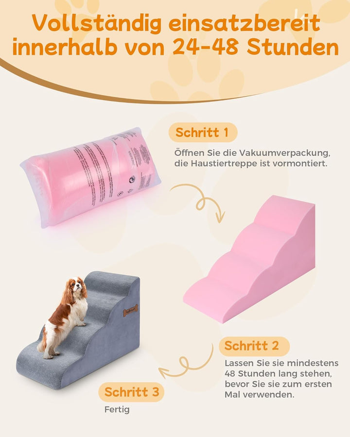 Hundetreppe für Kleine Hunde 50 cm Hohe 4-stufige Hundefootstool 40x70x50CM für Sofa und hohes Bett,