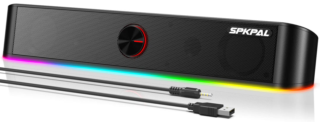 Soundbar für TV,SPKPAL10W Pc Lautsprecher soundbar mit Surround Stereo Audio Buntes RGB Licht USB äh