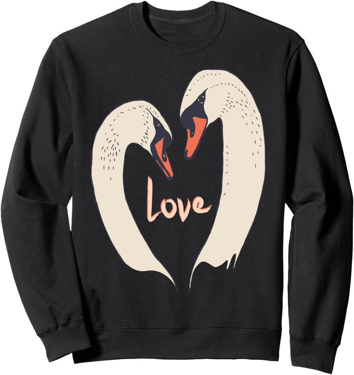 Zwei niedliche Schwäne, See, Herz, Liebesvögel, Tierleben Sweatshirt