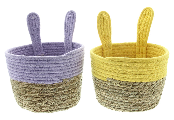 FRANK FLECHTWAREN Füllkorb "Hasenöhrchen", 2er Set, Seegras, Textilschnur Masse: Ø 20 x 15 cm, GH 25