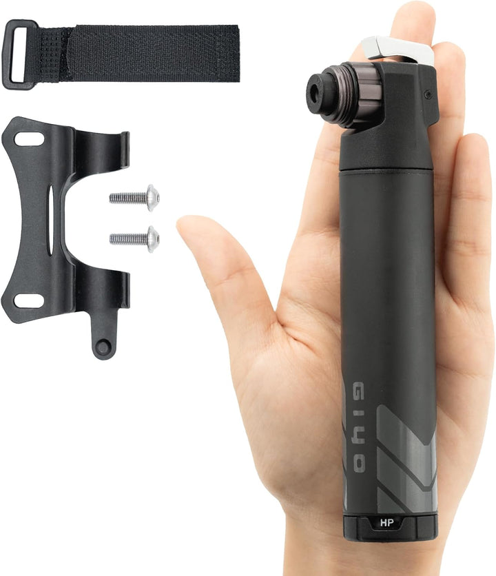 GIYO GM-45CT Mini-Fahrradpumpe, 2-Stage Hochvolumen (80cc) / Hochdruck-Alu-Pumpe (7 bar) für Mountai