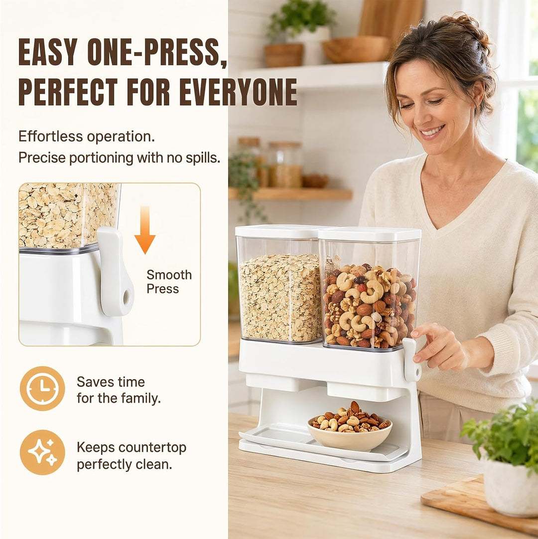 Müslispender 2er Pack, Doppelte 3L luftdichte Müsli-Speicherkiste, Cornflakes Spender Doppelte Steue