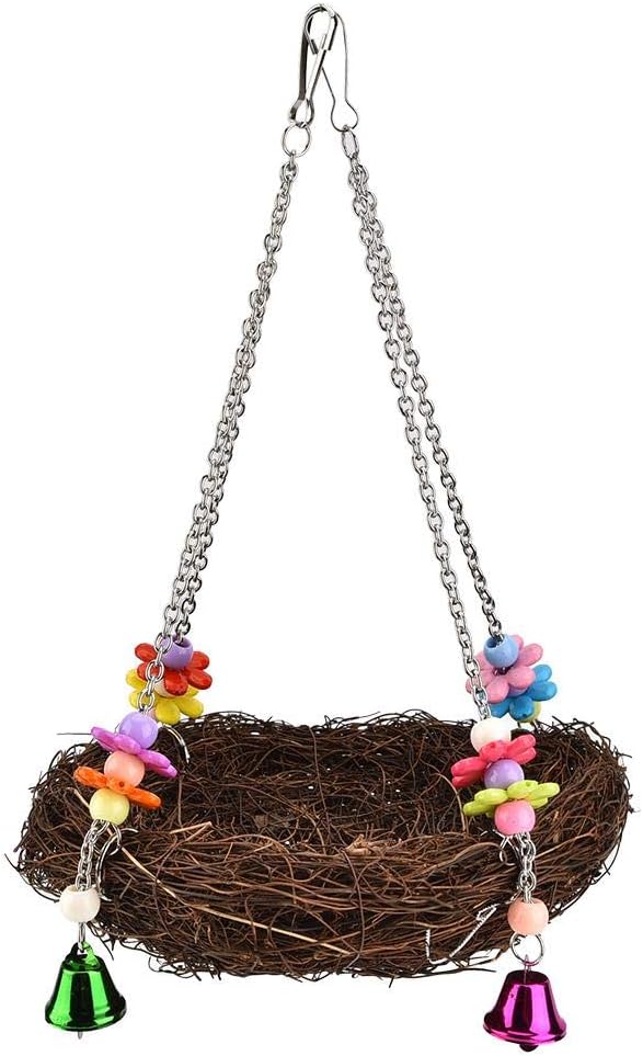 Papageien-Hängematten-Schwingenspielzeug, Haustier-Vogel-Rattan-Webart-hängendes Schwingennest mit 4