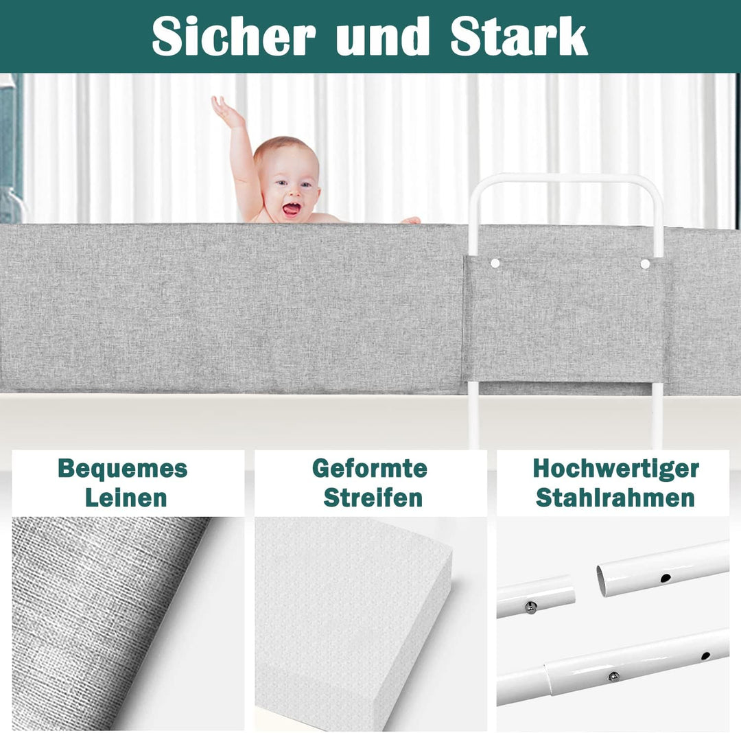 FIVMEN Bettgitter Rausfallschutz Bett 100cm Bettschutzgitter Kinderbett, 40-60cm 5 Löcher Höhenverst