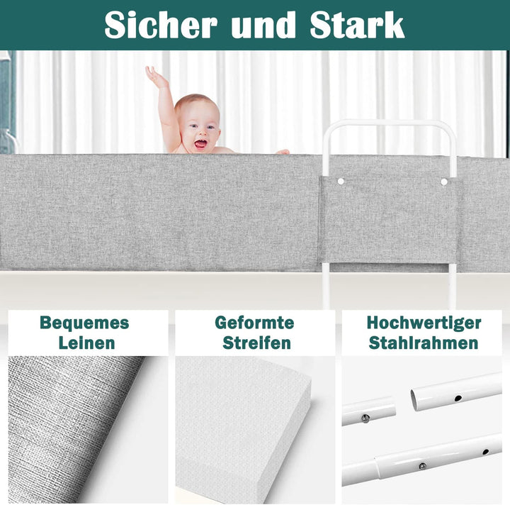 FIVMEN Bettgitter Rausfallschutz Bett 100cm Bettschutzgitter Kinderbett, 40-60cm 5 Löcher Höhenverst