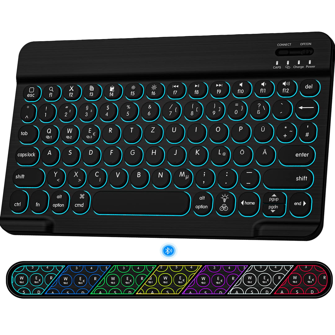 HUOBAO Bluetooth-Tastatur, kabellose Tastatur für iPad, iPhone, Android, Windows, Ultraschlanke wied