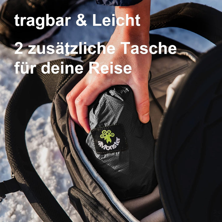 4Monster Faltbarer Rucksack Ultra Leicht, Unisex Tagesrucksack Outdoor, 2in1 Gürteltasche, Wasserdic