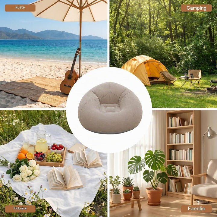 Aufblasbares Sessel Sitzsack, Tragbares Aufblasbares Luftsofa, Aufblasbarer Liegestuhl Outdoor Campi