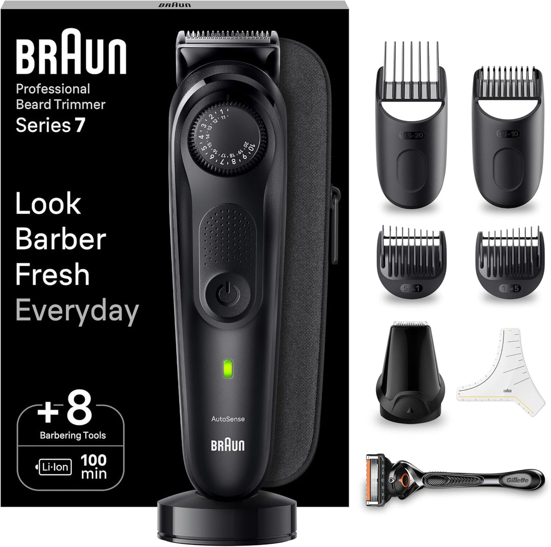 Braun Barttrimmer, Bartschneider/Trimmer/Haarschneider Herren, Haarschneidemaschine Profi, 40 Einste