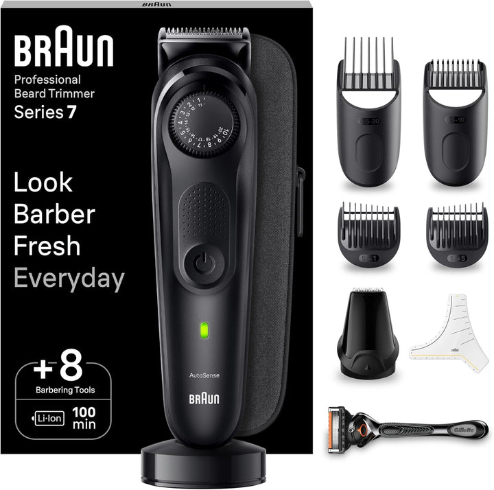 Braun Barttrimmer, Bartschneider/Trimmer/Haarschneider Herren, Haarschneidemaschine Profi, 40 Einste