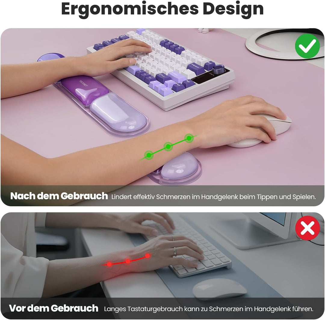 TECKNET Gel Handgelenkauflage für Tastatur und Maus, Ergonomische Handballenauflage zur Tippschmerzl