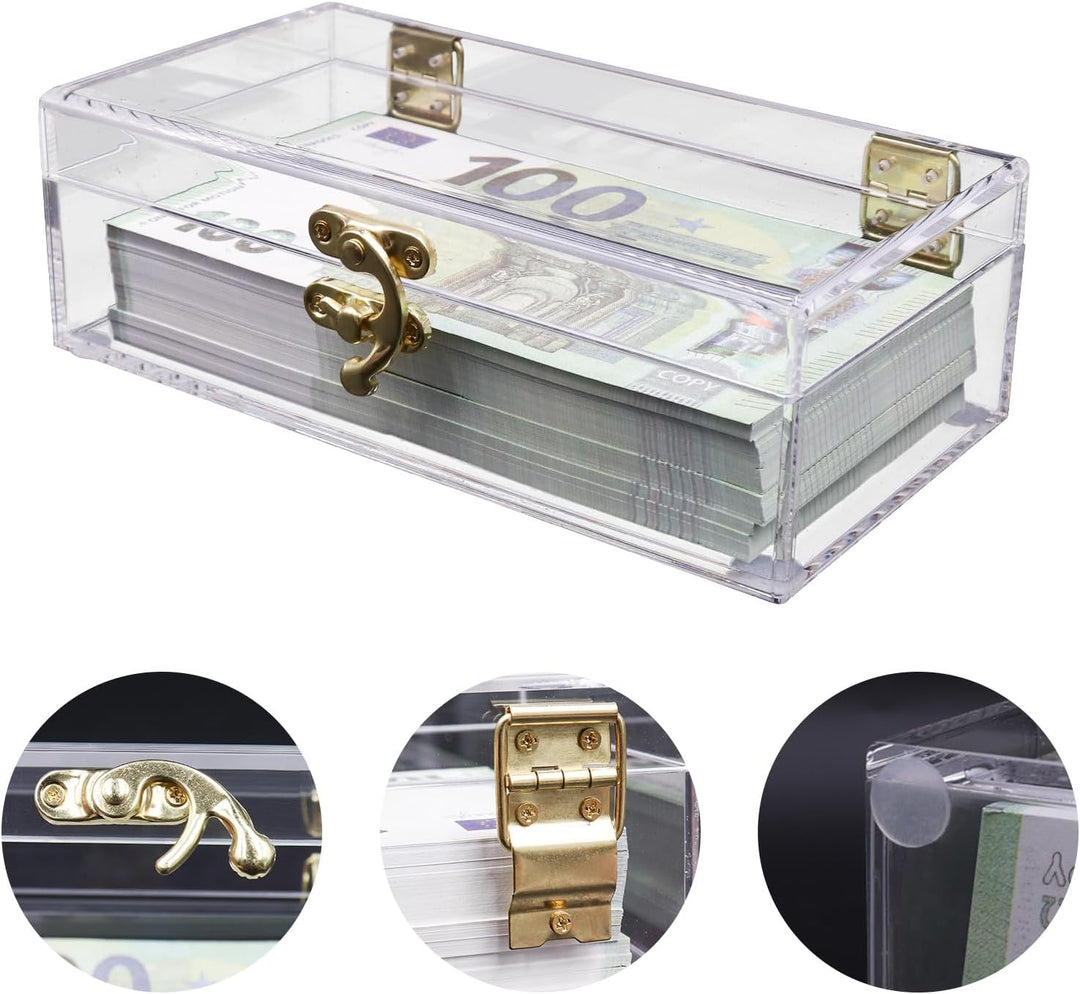 Transparente Acryl Geldkassette - Abschliessbare Spardose für Bargeld, Geldhalter, Organizer, Einrei