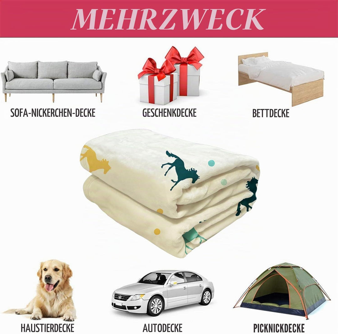 YISUMEI Decke 150x200 cm Buntes Pferd Kuscheldecke Flauschig Flanell Fleecedecke 150 x 200 cm, 150 x