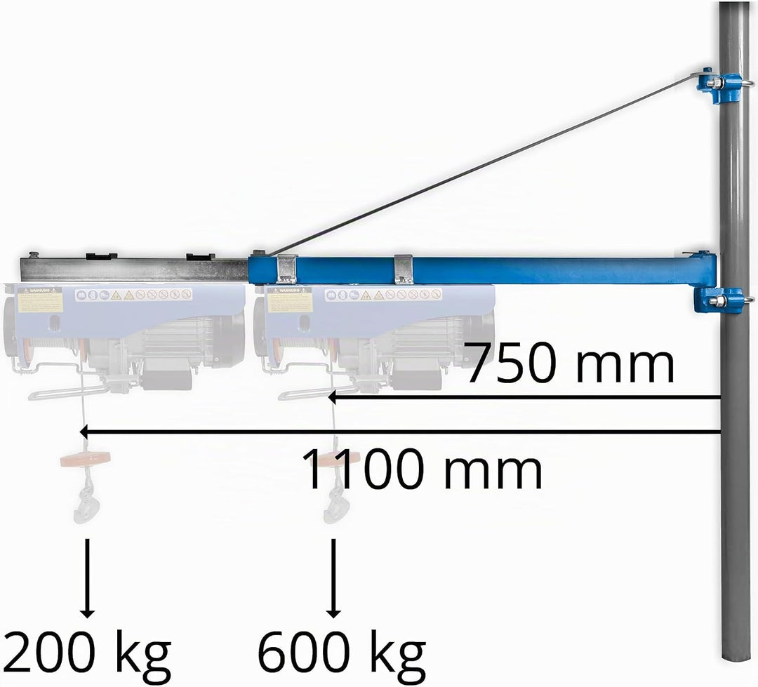 Güde Schwenkarm 1200 100-600 kg (600 kg max. Hubkraft ohne Umlenkrolle, max. Auszugslänge 110 cm, Ru