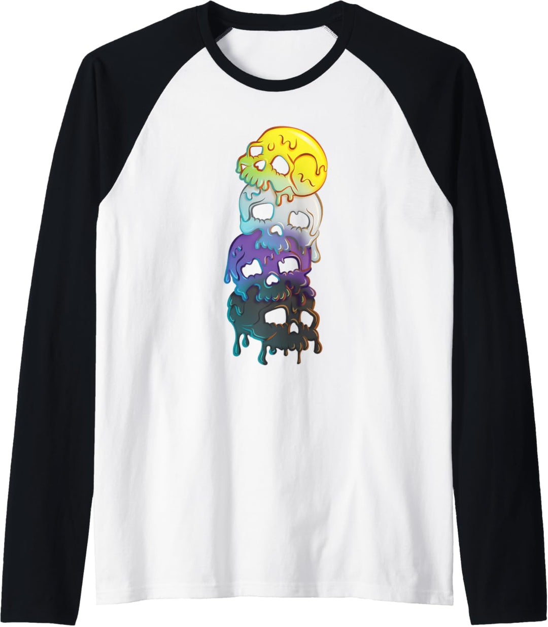 Non-Binary Pride-Flagge Gothik-Schädel Nonbinary Raglan